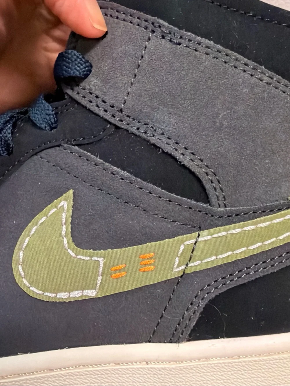 Jordan Men’s Mid-Top Sneakers in Black and Olive Green NEW